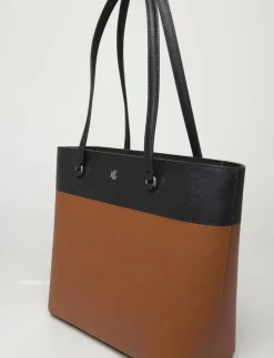 Lauren Ralph Lauren Striped Leather Medium Karly Tote Bag - Shoppers|Kvinnor Shoppingväskor & Totes|Handväskor