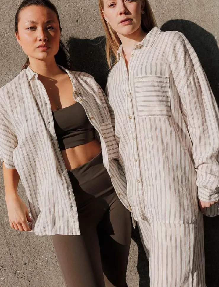 Kvinnor Rethinkit Studios Toppar & T-Shirts|Striped Shortsleeved shirt PJ - Skjortor