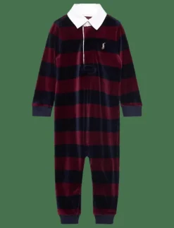 Ralph Lauren Baby Striped Velour Rugby Coverall - Långärmad bodysuit|Barn Bodysuits