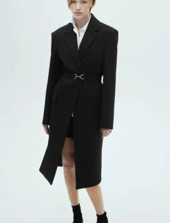 Mango Structured double fabric coat with belt - Ullkappor|Kvinnor Jackor & Kappor