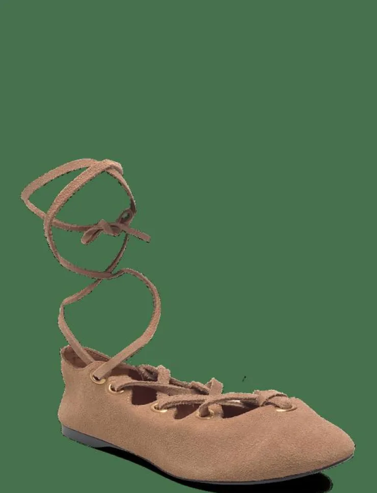 Mango Suede ballet flats with crossed straps - Ballerinas|Kvinnor Ballerinaskor