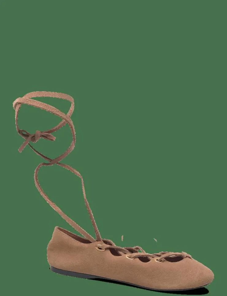 Mango Suede ballet flats with crossed straps - Ballerinas|Kvinnor Ballerinaskor