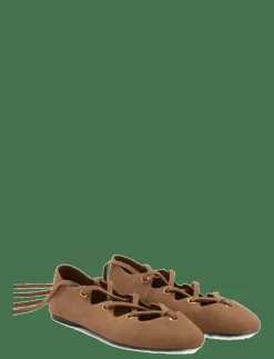 Mango Suede ballet flats with crossed straps - Ballerinas|Kvinnor Ballerinaskor