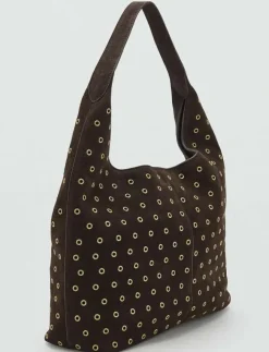 Mango Suede shopper bag with eyelets - Shoppers|Kvinnor Shoppingväskor & Totes