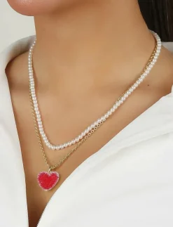 Kvinnor SNÖ of Sweden Smycken|Sugar hearts pendant neck 42 - 42 cm - Kedjehalsband
