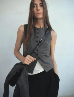 Kvinnor Mango Västar|Suit waistcoat with buttons - Stickade västar