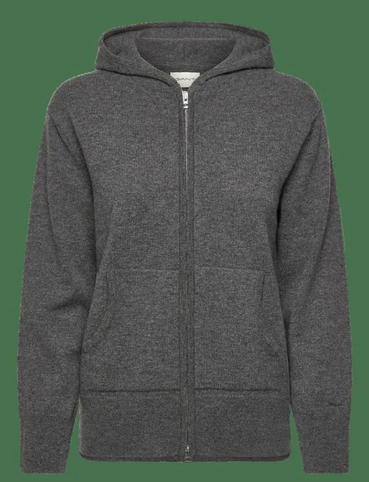 Kvinnor GANT Kläder|SUPERFINE LAMBSWOOL ZIP HOODIE - Huvtröjor