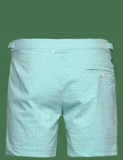 The Resort Co. Badkläder|Tailored Swim Shorts Turquoise Seersucker - Badbyxor