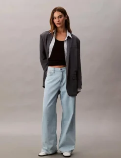 Calvin Klein Jeans THE WIDE LEG LINEN - Vida byxor|Kvinnor Jeans