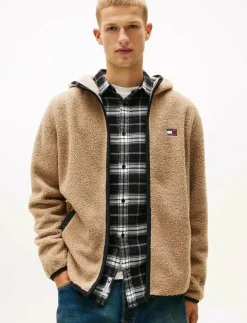 Tommy Jeans Sweatshirts & Huvtröjor|TJM REG BADGE TEDDY ZIP TRU EXT - Mellanlager