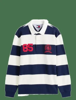 Tommy Jeans TJM RLX STRIPE RUGBY - Långärmade pikéer| Pikéer