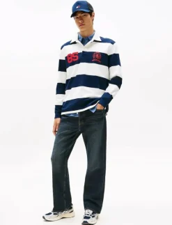 Tommy Jeans TJM RLX STRIPE RUGBY - Långärmade pikéer| Pikéer