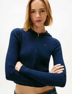 Kvinnor Tommy Jeans Sweatshirts|TJW ESSENTIAL ZIPPER HOOD CARDI - Huvtröjor