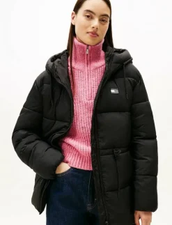 Tommy Jeans TJW HOODED MIDI PUFFER JACKET - Dun- & vadderade jackor|Kvinnor Jackor & Kappor