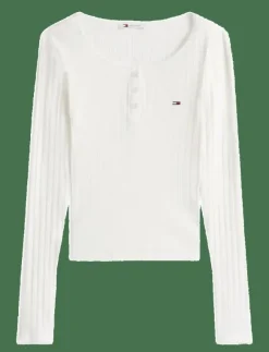Kvinnor Tommy Jeans T-Shirts & Toppar|TJW SLIM SH IRREGULAR RIB LS - Långärmade toppar