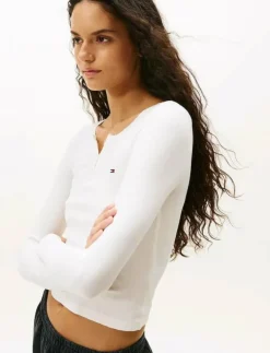 Kvinnor Tommy Jeans T-Shirts & Toppar|TJW SLIM SH IRREGULAR RIB LS - Långärmade toppar