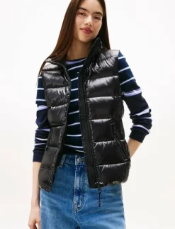 Kvinnor Tommy Jeans Västar|TJW SLIM ZIP PRINT DOWN VEST - Vadderade västar