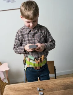 Barn Dantoy Rollspel|TOOL BELT WOOD IN GIFT BOX 15 PARTS - Leksaksverktyg