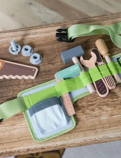 Barn Dantoy Rollspel|TOOL BELT WOOD IN GIFT BOX 15 PARTS - Leksaksverktyg
