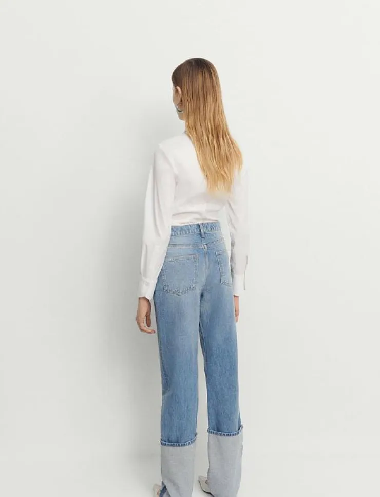 Mango Turned-up straight jeans - Straight jeans|Kvinnor Denimkläder|Jeans