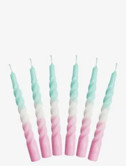 Kunstindustrien Twisted Candles, 6 piece box, multi colored - Kronljus| Ljus