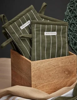 Noble House UGNSVANTE GRODA PINSTRIPE GRS GRÖN 15X30 - Grytlappar| Kökstextilier|Kökstextilier