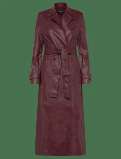 Kvinnor Bardot Jackor & Kappor|VEGAN LEATHER LONGLINE COAT - Tunna kappor