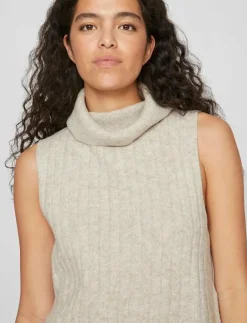 Vila VIBELUNA HIGH NECK S/L KNIT VEST-NOOS - Stickade västar|Kvinnor Västar