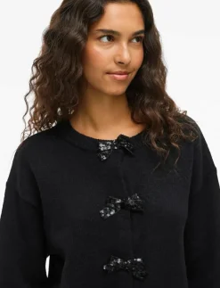 Kvinnor Vila Plus Size & Curvy|Stickat|VIBRIANNA O-NECK L/S BOW KNIT CARDIGAN - Koftor