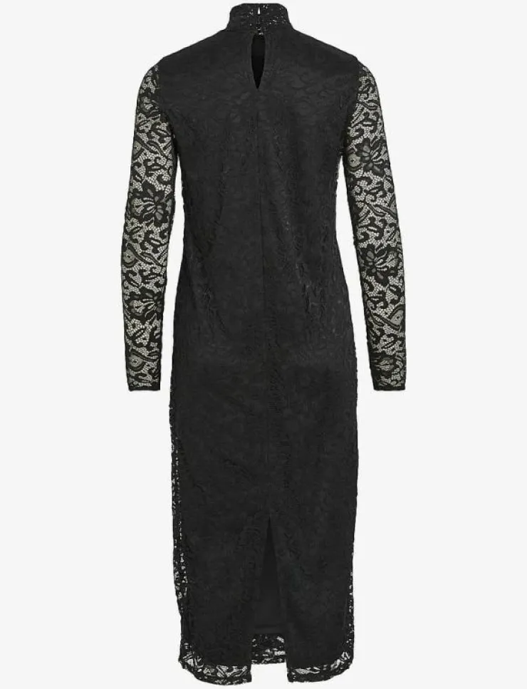 Kvinnor Vila Klänningar|VIDIDA L/S HIGH NECK MIDI LACE DRESS/KA - Midiklänningar