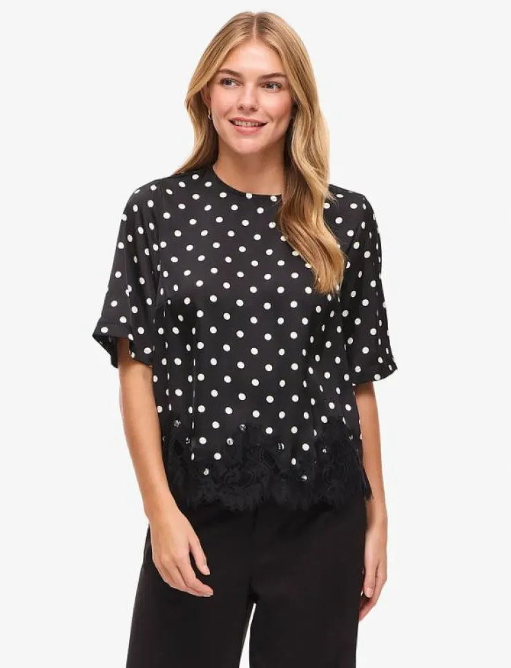 Kvinnor Vila Blusar & Skjortor|T-Shirts & Toppar|VIDOTA 2/4 LACE TOP - T-shirts