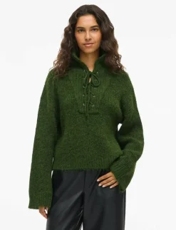 Kvinnor Vila Plus Size & Curvy|Stickat|VIGLEEBA HIGH NECK L/S RIB KNIT TOP - Polotröjor
