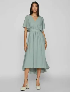 Kvinnor Vila Klänningar|VIMIRAGE 2/4 V-NECK ANKLE DRESS/BM/DC - Midiklänningar