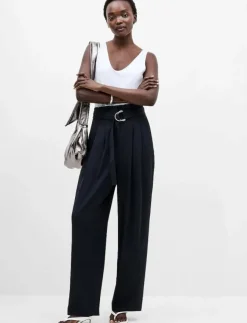 Kvinnor French Connection Byxor|VINNIE D.RING BELTED TROUSER - Kostymbyxor
