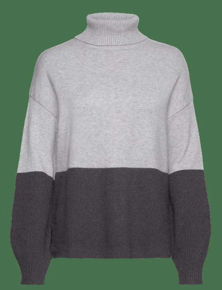 Kvinnor Vila Kläder|VIRIL BLOCKING ROLL-NK L/S KNIT TOP-NOOS - Stickat