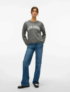 Kvinnor Vero Moda Stickat|VMAMOREMIO LS O-NECK PULLOVER BOO - Stickat