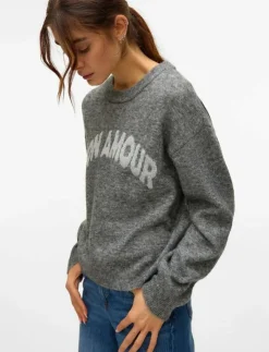 Kvinnor Vero Moda Stickat|VMAMOREMIO LS O-NECK PULLOVER BOO - Stickat