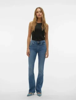 Vero Moda VMFLASH MR FLARED JEANS LI347 GA NOOS - Utsvängda jeans|Kvinnor Kläder|Denimkläder