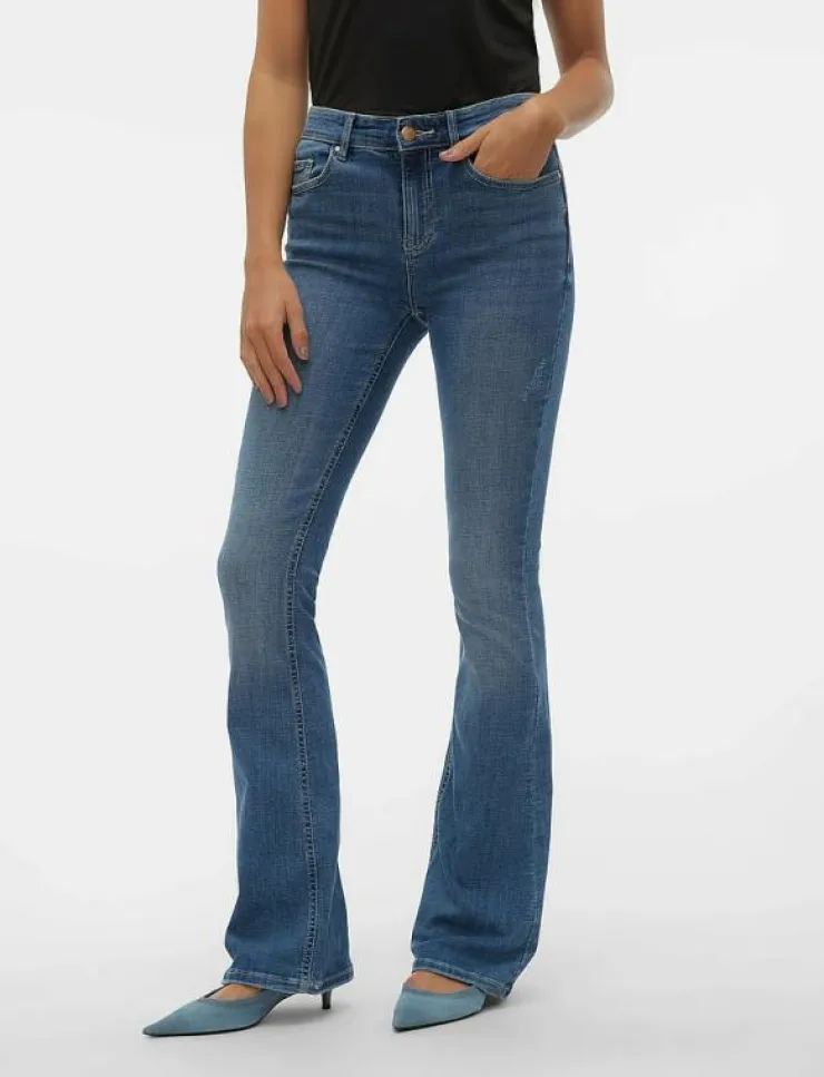 Vero Moda VMFLASH MR FLARED JEANS LI347 GA NOOS - Utsvängda jeans|Kvinnor Kläder|Denimkläder