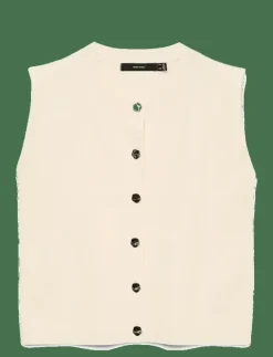 Kvinnor Vero Moda Västar|VMGOLD SL O-NECK BUTTON VEST BOO - Stickade västar