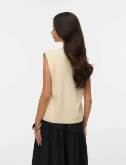 Kvinnor Vero Moda Västar|VMGOLD SL O-NECK BUTTON VEST BOO - Stickade västar