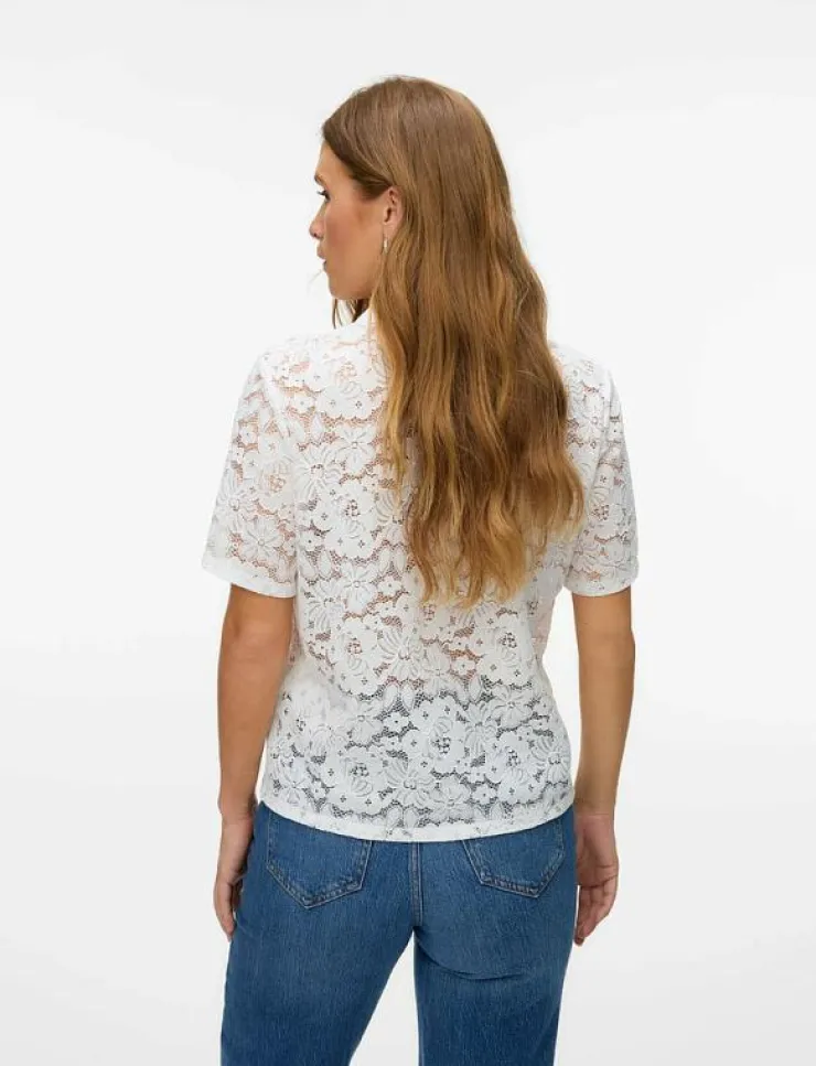 Vero Moda VMHONEY LACE SS SHIRT WVN GA - Kortärmade skjortor|Kvinnor Blusar & Skjortor