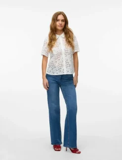 Vero Moda VMHONEY LACE SS SHIRT WVN GA - Kortärmade skjortor|Kvinnor Blusar & Skjortor