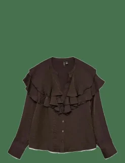 Kvinnor Vero Moda Blusar & Skjortor|VMLIZZI LS FLOUNCE TOP WVN GA - Långärmade blusar
