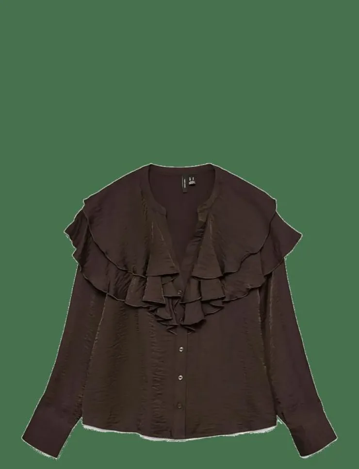 Kvinnor Vero Moda Blusar & Skjortor|VMLIZZI LS FLOUNCE TOP WVN GA - Långärmade blusar