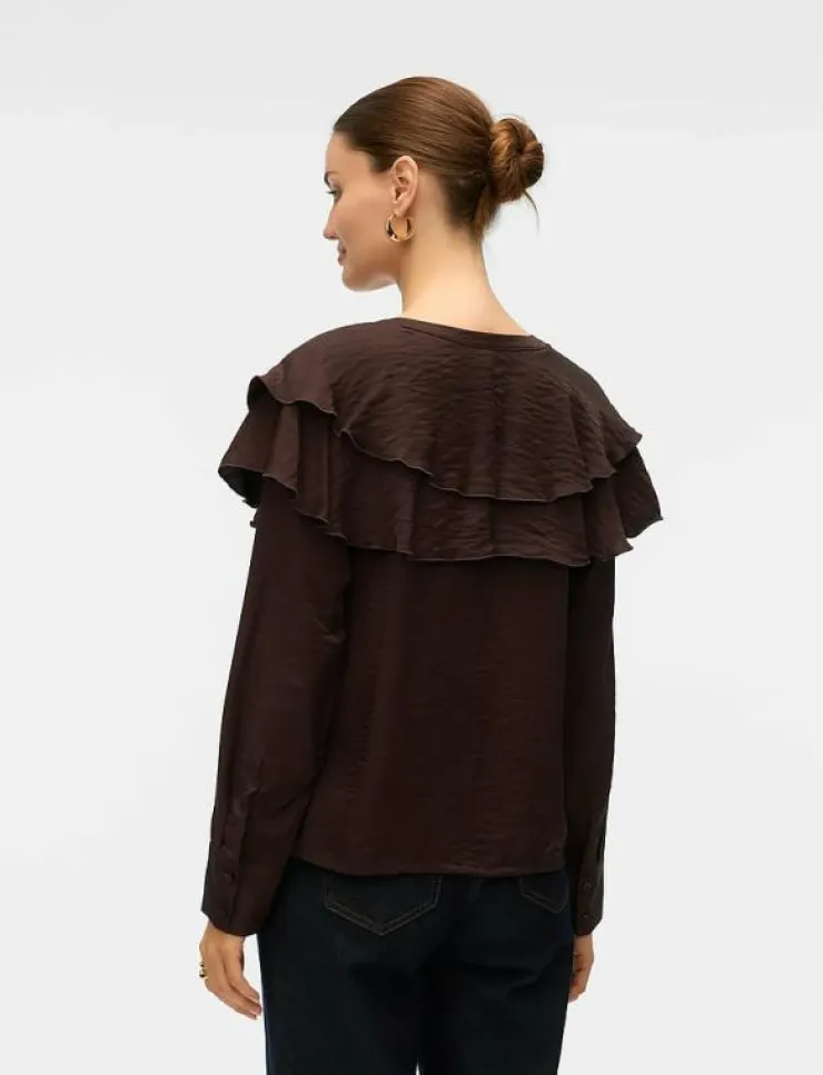 Kvinnor Vero Moda Blusar & Skjortor|VMLIZZI LS FLOUNCE TOP WVN GA - Långärmade blusar