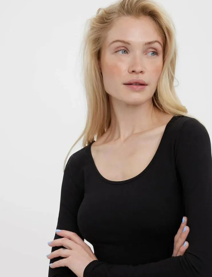 Kvinnor Vero Moda Kläder|Plus Size & Curvy|VMMAXI MY LS SOFT LONG U-NECK NOOS - Långärmade toppar
