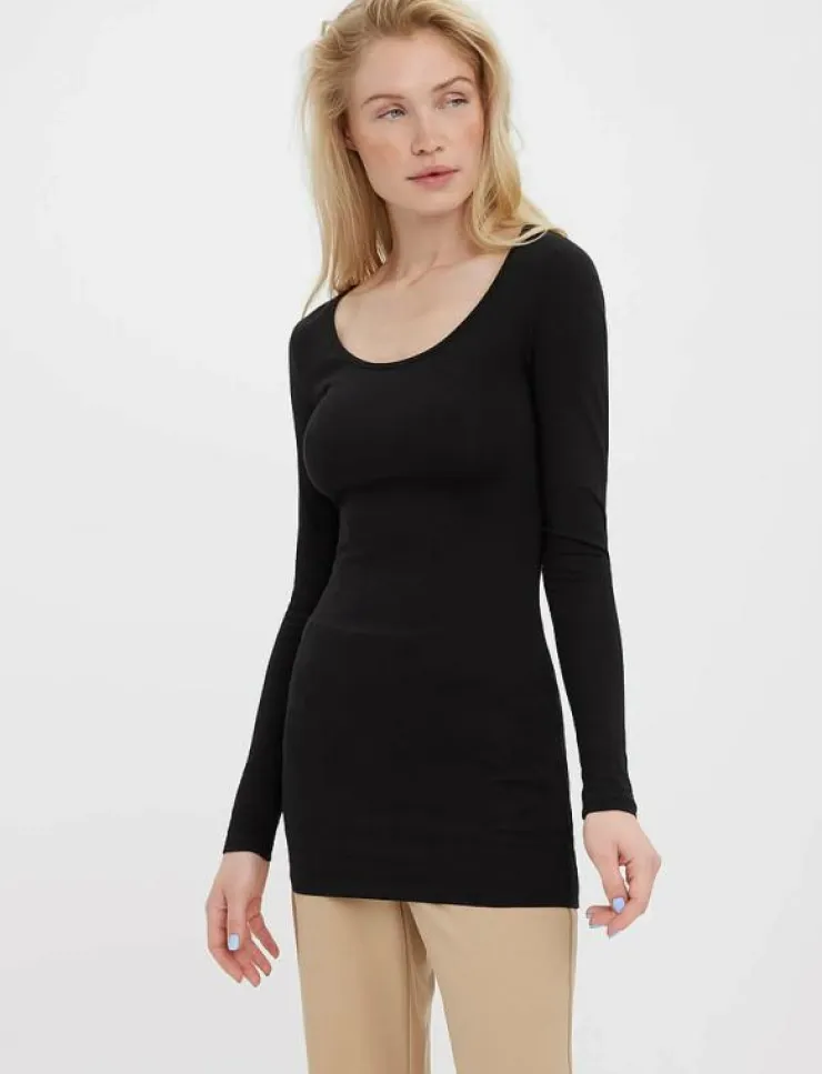 Kvinnor Vero Moda Kläder|Plus Size & Curvy|VMMAXI MY LS SOFT LONG U-NECK NOOS - Långärmade toppar