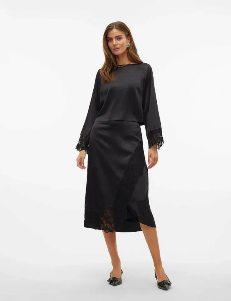 Kvinnor Vero Moda Kjolar|VMMERLE LACE HW 7/8 SKIRT WVN GA - Midi kjolar
