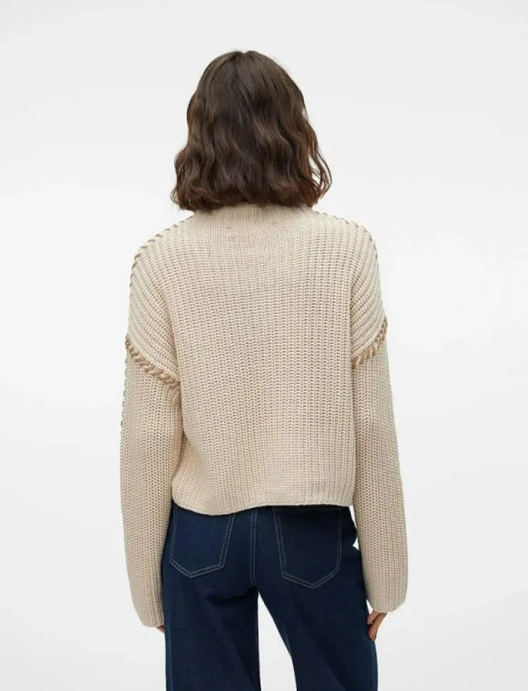 Kvinnor Vero Moda Stickat|VMNEWCREAM LS FUNNELNECK PULLOVER BOO - Stickat
